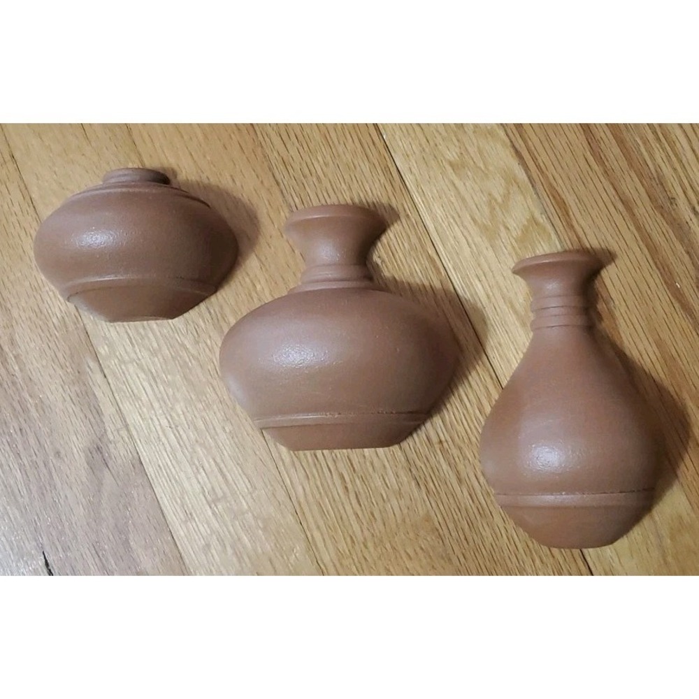 Vintage Burwood Products Western Set Of 3 Faux Clay Pots Plastic Wall Decor